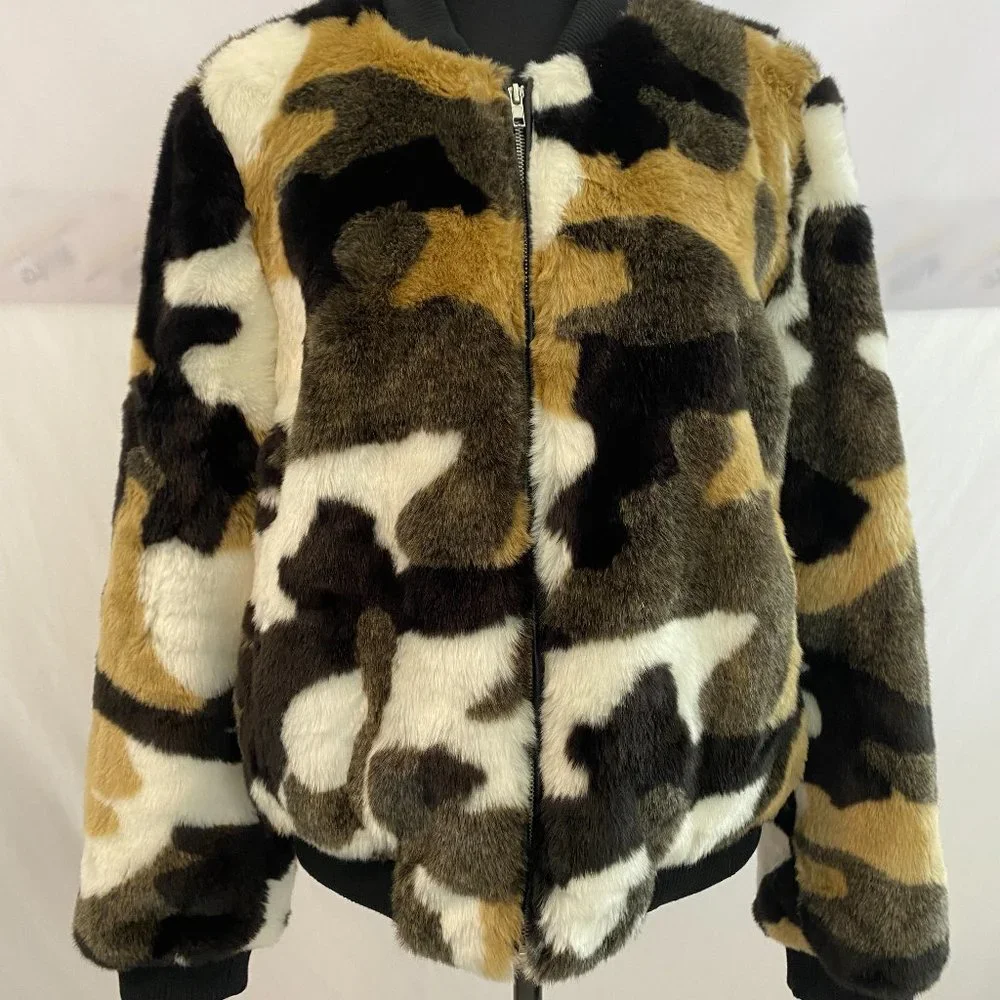 Bagatelle Multicolor Faux Fur Lined Jacket NWOT Women's Size Large - Picture 5 of 16